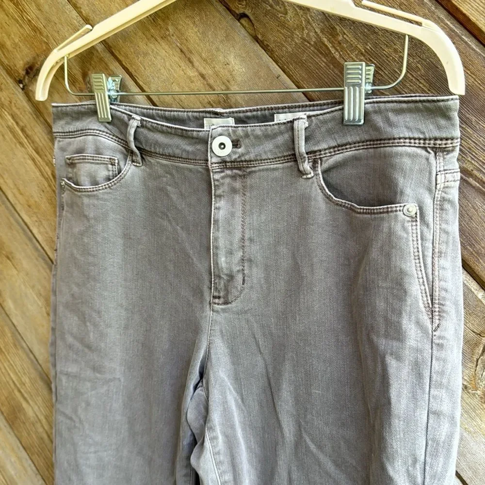 J. Jill authentic fit, slim ankle denim jeans taupe brown size 12. - Picture 2 of 6